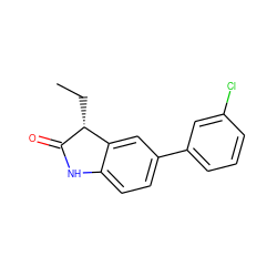 CC[C@H]1C(=O)Nc2ccc(-c3cccc(Cl)c3)cc21 ZINC000013860655