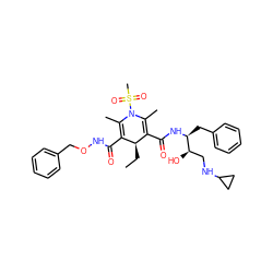 CC[C@H]1C(C(=O)NOCc2ccccc2)=C(C)N(S(C)(=O)=O)C(C)=C1C(=O)N[C@@H](Cc1ccccc1)[C@H](O)CNC1CC1 ZINC000049803575