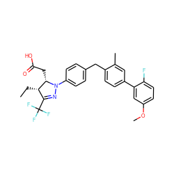 CC[C@H]1C(C(F)(F)F)=NN(c2ccc(Cc3ccc(-c4cc(OC)ccc4F)cc3C)cc2)[C@H]1CC(=O)O ZINC000221978225