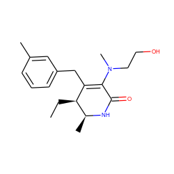 CC[C@H]1C(Cc2cccc(C)c2)=C(N(C)CCO)C(=O)N[C@H]1C ZINC000100082112