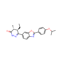 CC[C@H]1C(c2ccc3nc(-c4ccc(OC(C)C)cc4)oc3c2)=NNC(=O)[C@@H]1C ZINC000168824710