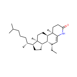 CC[C@H]1C=C2NC(=O)CC[C@]2(C)[C@@H]2CC[C@]3(C)[C@H]([C@H](C)CCCC(C)C)CC[C@H]3[C@@H]12 ZINC000261187933