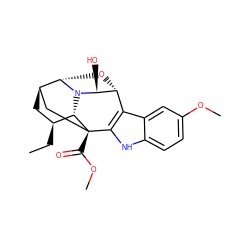 CC[C@H]1C[C@@H]2C[C@@]3(C(=O)OC)c4[nH]c5ccc(OC)cc5c4[C@H]4O[C@@H]2N([C@@H]13)[C@@H]4O ZINC000071316979