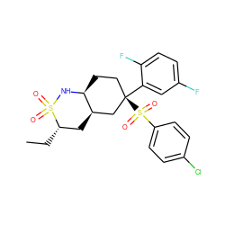 CC[C@H]1C[C@@H]2C[C@](c3cc(F)ccc3F)(S(=O)(=O)c3ccc(Cl)cc3)CC[C@@H]2NS1(=O)=O ZINC000006717780