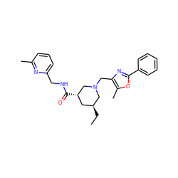 CC[C@H]1C[C@H](C(=O)NCc2cccc(C)n2)CN(Cc2nc(-c3ccccc3)oc2C)C1 ZINC000071333977