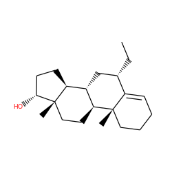 CC[C@H]1C[C@H]2[C@@H]3CC[C@@H](O)[C@@]3(C)CC[C@@H]2[C@@]2(C)CCCC=C12 ZINC000014946918