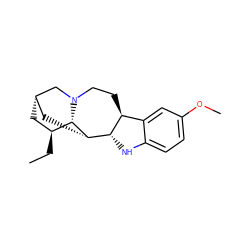 CC[C@H]1C[C@H]2C[C@H]3[C@H]4Nc5ccc(OC)cc5[C@@H]4CCN(C2)[C@@H]13 ZINC000101046531