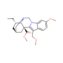 CC[C@H]1C[C@H]2CN3Cn4c(c(COC)c5ccc(OC)cc54)[C@](C(=O)OC)(C2)[C@H]13 ZINC000299831897