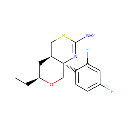 CC[C@H]1C[C@H]2CSC(N)=N[C@@]2(c2ccc(F)cc2F)CO1 ZINC000299861469