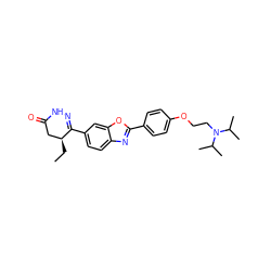 CC[C@H]1CC(=O)NN=C1c1ccc2nc(-c3ccc(OCCN(C(C)C)C(C)C)cc3)oc2c1 ZINC000072318299