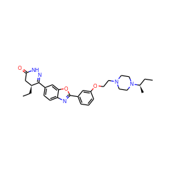 CC[C@H]1CC(=O)NN=C1c1ccc2nc(-c3cccc(OCCN4CCN([C@H](C)CC)CC4)c3)oc2c1 ZINC000139338697