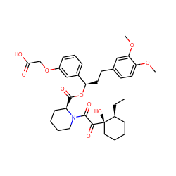 CC[C@H]1CCCC[C@]1(O)C(=O)C(=O)N1CCCC[C@H]1C(=O)O[C@H](CCc1ccc(OC)c(OC)c1)c1cccc(OCC(=O)O)c1 ZINC000084672405