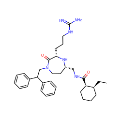 CC[C@H]1CCCC[C@H]1C(=O)NC[C@@H]1CCN(CC(c2ccccc2)c2ccccc2)C(=O)[C@H](CCCNC(=N)N)N1 ZINC001772592189