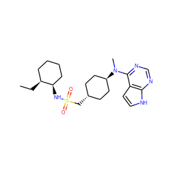 CC[C@H]1CCCC[C@H]1NS(=O)(=O)C[C@H]1CC[C@H](N(C)c2ncnc3[nH]ccc23)CC1 ZINC000261163418