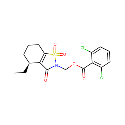 CC[C@H]1CCCC2=C1C(=O)N(COC(=O)c1c(Cl)cccc1Cl)S2(=O)=O ZINC000000600363