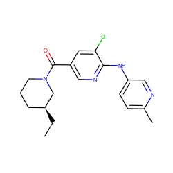 CC[C@H]1CCCN(C(=O)c2cnc(Nc3ccc(C)nc3)c(Cl)c2)C1 ZINC000045351911