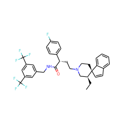 CC[C@H]1CN(CC[C@H](C(=O)NCc2cc(C(F)(F)F)cc(C(F)(F)F)c2)c2ccc(F)cc2)CC[C@@]12C=Cc1ccccc12 ZINC000034804248