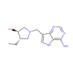 CC[C@H]1CN(Cc2c[nH]c3c(N)ncnc23)C[C@@H]1O ZINC000064499104