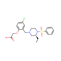 CC[C@H]1CN(Cc2cc(Cl)ccc2OCC(=O)O)CCN1S(=O)(=O)c1ccccc1 ZINC000034631244