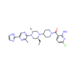 CC[C@H]1CN(c2ncc(-c3ncc[nH]3)nc2C)[C@H](C)CN1C1CCN(C(=O)c2ccc(Cl)nc2N)CC1 ZINC000103266230