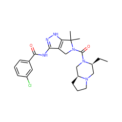 CC[C@H]1CN2CCC[C@H]2CN1C(=O)N1Cc2c(NC(=O)c3cccc(Cl)c3)n[nH]c2C1(C)C ZINC000114179640