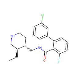 CC[C@H]1CNCC[C@@H]1CNC(=O)c1c(F)cccc1-c1cccc(Cl)c1 ZINC000049047234