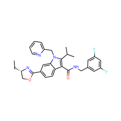 CC[C@H]1COC(c2ccc3c(C(=O)NCc4cc(F)cc(F)c4)c(C(C)C)n(Cc4ccccn4)c3c2)=N1 ZINC000096172120