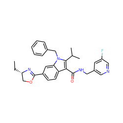 CC[C@H]1COC(c2ccc3c(C(=O)NCc4cncc(F)c4)c(C(C)C)n(Cc4ccccc4)c3c2)=N1 ZINC000096172108