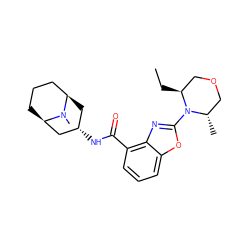 CC[C@H]1COC[C@H](C)N1c1nc2c(C(=O)N[C@H]3C[C@@H]4CCC[C@H](C3)N4C)cccc2o1 ZINC000103266257