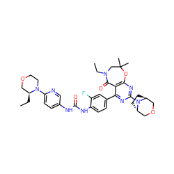 CC[C@H]1COCCN1c1ccc(NC(=O)Nc2ccc(-c3nc(N4[C@H]5CC[C@H]4COC5)nc4c3C(=O)N(CC)CC(C)(C)O4)cc2F)cn1 ZINC001772611473