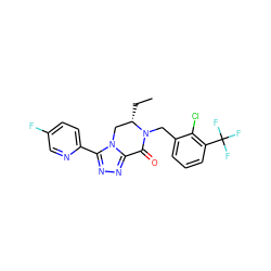 CC[C@H]1Cn2c(nnc2-c2ccc(F)cn2)C(=O)N1Cc1cccc(C(F)(F)F)c1Cl ZINC000219115654