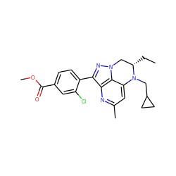 CC[C@H]1Cn2nc(-c3ccc(C(=O)OC)cc3Cl)c3nc(C)cc(c32)N1CC1CC1 ZINC000013672746