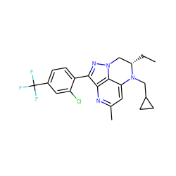 CC[C@H]1Cn2nc(-c3ccc(C(F)(F)F)cc3Cl)c3nc(C)cc(c32)N1CC1CC1 ZINC000013672740