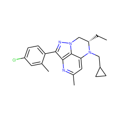 CC[C@H]1Cn2nc(-c3ccc(Cl)cc3C)c3nc(C)cc(c32)N1CC1CC1 ZINC000013672734