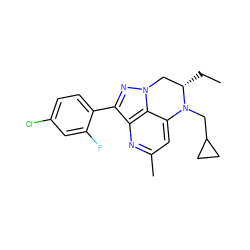 CC[C@H]1Cn2nc(-c3ccc(Cl)cc3F)c3nc(C)cc(c32)N1CC1CC1 ZINC000013672738