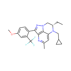 CC[C@H]1Cn2nc(-c3ccc(OC)cc3C(F)(F)F)c3nc(C)cc(c32)N1CC1CC1 ZINC000013672753