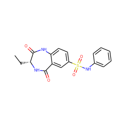 CC[C@H]1NC(=O)c2cc(S(=O)(=O)Nc3ccccc3)ccc2NC1=O ZINC000096269443