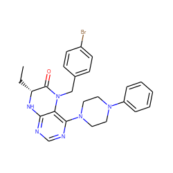 CC[C@H]1Nc2ncnc(N3CCN(c4ccccc4)CC3)c2N(Cc2ccc(Br)cc2)C1=O ZINC000036382388