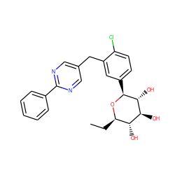 CC[C@H]1O[C@@H](c2ccc(Cl)c(Cc3cnc(-c4ccccc4)nc3)c2)[C@H](O)[C@@H](O)[C@@H]1O ZINC000064573184