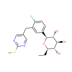 CC[C@H]1O[C@@H](c2ccc(Cl)c(Cc3cnc(SC)nc3)c2)[C@H](O)[C@@H](O)[C@@H]1O ZINC000064573803