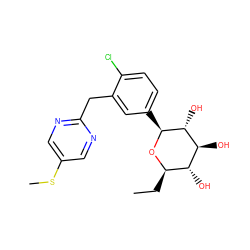 CC[C@H]1O[C@@H](c2ccc(Cl)c(Cc3ncc(SC)cn3)c2)[C@H](O)[C@@H](O)[C@@H]1O ZINC000064559239