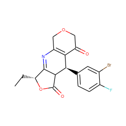 CC[C@H]1OC(=O)C2C1=NC1=C(C(=O)COC1)[C@H]2c1ccc(F)c(Br)c1 ZINC000038395734