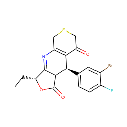 CC[C@H]1OC(=O)C2C1=NC1=C(C(=O)CSC1)[C@H]2c1ccc(F)c(Br)c1 ZINC000040764444