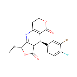 CC[C@H]1OC(=O)C2C1=NC1=C(C(=O)OCC1)[C@H]2c1ccc(F)c(Br)c1 ZINC000040567961