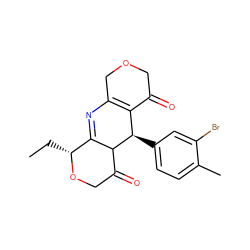 CC[C@H]1OCC(=O)C2C1=NC1=C(C(=O)COC1)[C@H]2c1ccc(C)c(Br)c1 ZINC000040568140