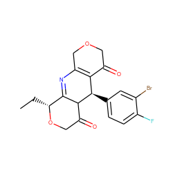 CC[C@H]1OCC(=O)C2C1=NC1=C(C(=O)COC1)[C@H]2c1ccc(F)c(Br)c1 ZINC000040812331