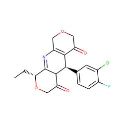 CC[C@H]1OCC(=O)C2C1=NC1=C(C(=O)COC1)[C@H]2c1ccc(F)c(Cl)c1 ZINC000040764212