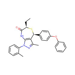 CC[C@H]1S[C@@H](c2ccc(Oc3ccccc3)cc2)c2c(C)nn(-c3ccccc3C)c2NC1=O ZINC000096272015