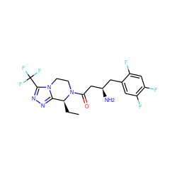 CC[C@H]1c2nnc(C(F)(F)F)n2CCN1C(=O)C[C@H](N)Cc1cc(F)c(F)cc1F ZINC000028967651