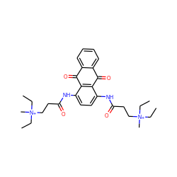 CC[N+](C)(CC)CCC(=O)Nc1ccc(NC(=O)CC[N+](C)(CC)CC)c2c1C(=O)c1ccccc1C2=O ZINC000004393899